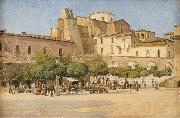 Edvard Petersen The square in Sulmona painting